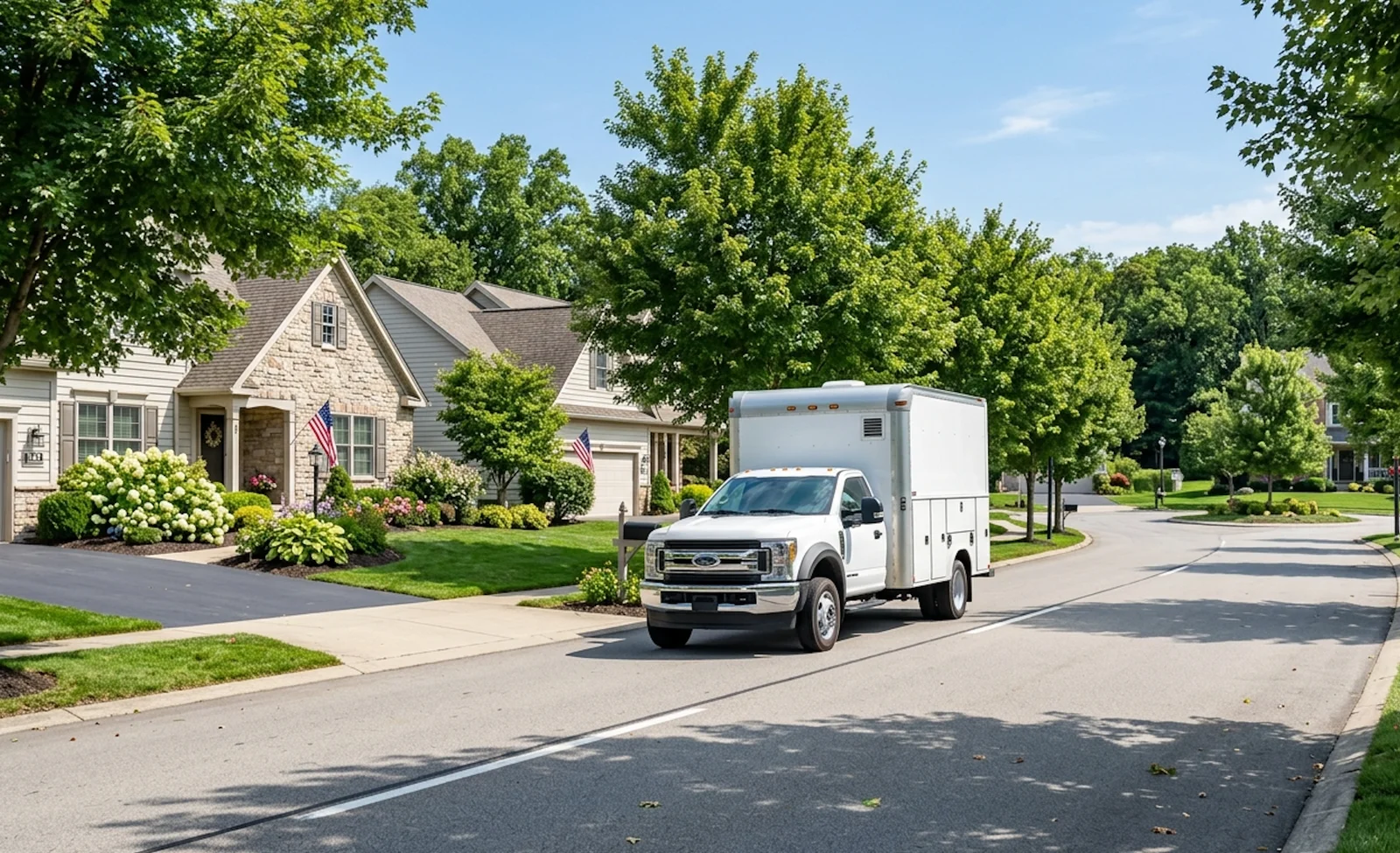 New asphalt driveway with clean edges leading to residential garage